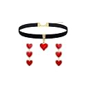 Queen of Hearts Earrings for Women Asymmetric Clock Poker Rabbit Dangle Earrings Red Heart Poker Drop Earring Queen of Hearts Costume Accessories Trendy Jewelry for Women