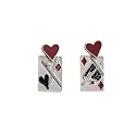 Queen of Hearts Earrings for Women Asymmetric Clock Poker Rabbit Dangle Earrings Red Heart Poker Drop Earring Queen of Hearts Costume Accessories Trendy Jewelry for Women