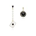 Queen of Hearts Earrings for Women Asymmetric Clock Poker Rabbit Dangle Earrings Red Heart Poker Drop Earring Queen of Hearts Costume Accessories Trendy Jewelry for Women
