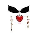 Queen of Hearts Earrings for Women Asymmetric Clock Poker Rabbit Dangle Earrings Red Heart Poker Drop Earring Queen of Hearts Costume Accessories Trendy Jewelry for Women