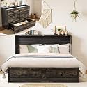 LUXOAK Queen Murphy Cabinet Bed with with Storage &amp; Charging Station