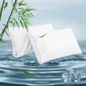 Queen Pillowcases, Cooling Viscose from Bamboo Pillow Covers with Envelope Closure, Soft Moisture-Wicking for Hot Sleepers, Hair and Skin-Friendly, White, 2 Pack