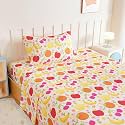 Queen Sheet Set Kids - Banana Orange Lemon Cherry 4 Pieces Soft Microfiber Cartoon Style Bedsheets for Boys Girls Teens, Oeko TEX Breathable 15 Inch Deep Pocket Sheets(Fruit)