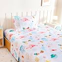 Queen Sheet Set Kids - Ocean Shrimp Crab Fish 4 Pieces Soft Microfiber Cartoon Style Bedsheets for Boys Girls Teens, Oeko TEX Breathable 15 Inch Deep Pocket Sheets(Marine Animals)