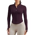 Queenie Ke BareLuxe Workout Running Jackets with Pockets for Women, Full Zip Athletic Cropped Gym Jacket with Thumbholes