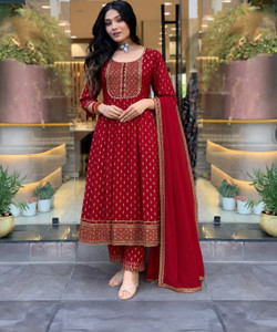 Queens Fab Printed Embroidered Anarkali Kurta Bottom
