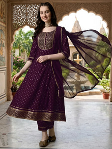 Queens Fab Printed Embroidered Anarkali Kurta Bottom