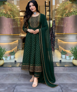 Queens Fab Printed Embroidered Anarkali Kurta Bottom