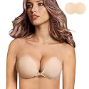queensecret Adhesive Bra, Push up Strapless Self Adhesive Bra, Invisible Silicone Bra for Backless Dress