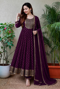 Queenslifestyle Embroidered Kurta Trouser Pant Dupatta
