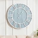 Quelay 20 Inch Large Coastal Wall Clock, Blue Farmhouse Clock
