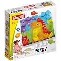 Quercetti Jumbo Peggy Stacking and Button Art Toy - Medium Set includes Illustrated Pattern Cards, 9 Linking Peg Boards and 36 Multi-Color Pegs, for toddlers and kids ages 2-4 years