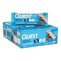 Quest Nutrition Cookies &amp; Cream Protein Bars, 21g Protein, 1g Sugar, 4g Net Carb, High Fiber, Gluten Free, Keto Friendly, 144 Count, Pack of 12