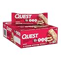 Quest Nutrition White Chocolate Raspberry Protein Bars, 20g Protein, 1g Sugar, 5g Net Carb, High Fiber, Gluten Free, Keto Friendly, 12 Count