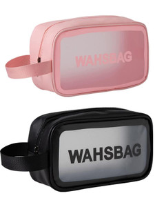queue small makeup bag wash bag toiletry organizer for travel 2pcspink black