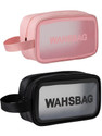 Queue Small Makeup Bag Wash Bag Toiletry Organizer for Travel 2PCS(Pink, Black)