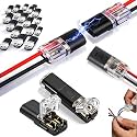 Quick Connect Wire Connectors, No Stripping Double Wire Plug in Connector, Reusable Low Voltage Wire Connector with Locking Buckle for LED Strip Lights and DIY Model Kit, 18-22AWG (30Pcs)