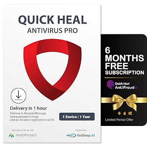 quick heal antivirus pro  windows pclaptop  1 user 1 year  ai-based virus protection  email delivery in 1 hr  6 month antifraudai for iosandroid
