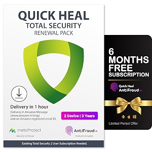 quick heal total security renewal gold pack  2 user 3 year  existing 2 user subscription required  single code email delivery in 1hr   6 month antifraudai for iosandroid