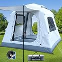 Quick Inflatable Camping Tent 3-4 Person Glamping Outdoor Air Blow Up Tents, Easy Set up,Rainfly & Waterproof Inflatable House Tent for Adults