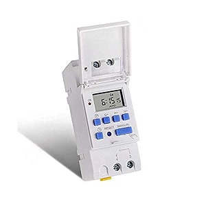 quick sense qs-t3  din rail digital timer switch  7-day programmable lcd display  220v  20 onoff cycles  daily amp weekly scheduling  max load 3500w  for lights pumps appliances