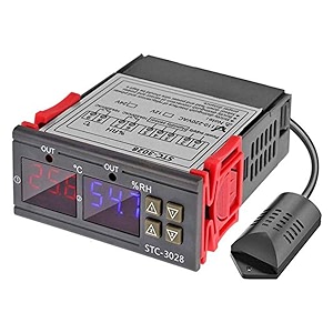 quick sense qs-tc03 digital temperature amp humidity controller  thermostat hygrostat 0-110c and 0-100 rh  dual relay heat cool humidify amp dehumidify  110-220v ac  12-24v dc 10a