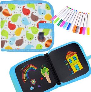 quickfit doodle art book reusable drawing pad with 12 watercolor pens  2 wipes for sketch pad