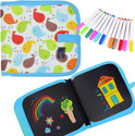 Quickfit Doodle Art Book, Reusable Drawing Pad with 12 Watercolor Pens & 2 Wipes for Sketch Pad