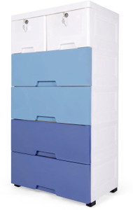 quickmart sky blue cabinet 6 in 1 plastic free standing chest of drawers