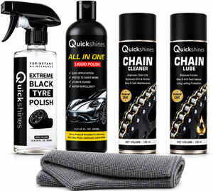 quickshines pro-grade bike care kit  full detailing set with polish 16363 chain oil