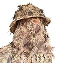 QuikCamo Men’s 3D Leafy Camo Bucket Hat with Built-in Face Mask for Turkey Hunting - Adjustable Size