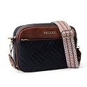 Quilted Crossbody Bag for Women, Vegan Leather Small Shoulder Purse with Adjustable Wide Guitar Strap & 5 Pockets