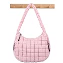 Quilted Puffer Tote Bag Puffy Crossbody Shoulder Bag with Zipper, Nylon Hobo Handbag Travel Carryall Bags for Women Girls