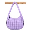 Quilted Puffer Tote Bag Puffy Crossbody Shoulder Bag with Zipper, Nylon Hobo Handbag Travel Carryall Bags for Women Girls