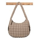 Quilted Puffer Tote Bag Puffy Crossbody Shoulder Bag with Zipper, Nylon Hobo Handbag Travel Carryall Bags for Women Girls