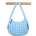 Quilted Puffer Tote Bag Puffy Crossbody Shoulder Bag with Zipper, Nylon Hobo Handbag Travel Carryall Bags for Women Girls