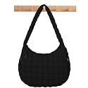 Quilted Puffer Tote Bag Puffy Crossbody Shoulder Bag with Zipper, Nylon Hobo Handbag Travel Carryall Bags for Women Girls