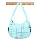 Quilted Puffer Tote Bag Puffy Crossbody Shoulder Bag with Zipper, Nylon Hobo Handbag Travel Carryall Bags for Women Girls