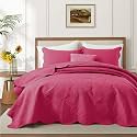 Quilts Queen Size Bedspread Coverlet Floral Quilt Set Hot Pink, 90"x96"