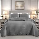 Quilts Queen Size Bedspread Coverlet Leaf Quilt Set (Grey, 90"x96")