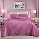 Quilts Queen Size Bedspread Coverlet Leaf Quilt Set (Purple, 90"x96")