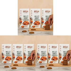 quipps premium millet honey cookies  made with natural honey amp whole wheat  no maida no palm oil no preservatives  high fiber healthy crunchy biscuits  diabetic-friendly  tea-time vegetarian snack breakfast office amp family gifting  pack of 9 200g each