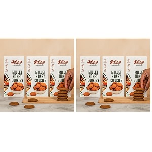 quipps premium millet honey cookies  made with natural honey amp whole wheat  no maida no palm oil no preservatives  high fiber healthy crunchy biscuits  diabetic-friendly  tea-time vegetarian snack breakfast office amp family gifting  pack of 6 200g each