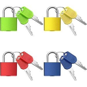 quira 4 pcs suitcase locks with keys multicolor mini metal luggage locks keyed padlocks plastic-covered copper padlocks for suitcase backpack