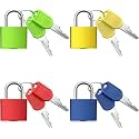 QUIRA 4 Pcs Suitcase Locks with Keys Multicolor Mini Metal Luggage Locks Keyed Padlocks Plastic-Covered Copper Padlocks for Suitcase, Backpack