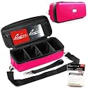 Quiver Time Pink Bolt Card Carrying Case fits Pokemon Cards and other TCG Games - Storage Bag for Playing/Trading Cards and Deck Box (Straps, Dividers &amp; 100 Apollo Card Sleeves)
