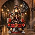 Qunclay 4.5 ft Train Cardboard Cutout Train Party Decorations Life Size