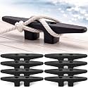 Qunclay 4 Pcs Nylon Boat Cleats Open Base Dock Cleat Black Marine Grade Lightweight Corrosion Proof Boat Anchor Tie Downs Accessories for Kayak Canoe Pontoon Nautical Decor