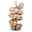 QUTREY Black Metal Egg Holder Countertop, Fresh Egg Skelter, Spiral Design Egg Dispenser Rack with Storage Basket for Display Easter Eggs
