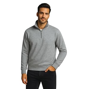 Half Zipper Solid Sweatshirt for Men